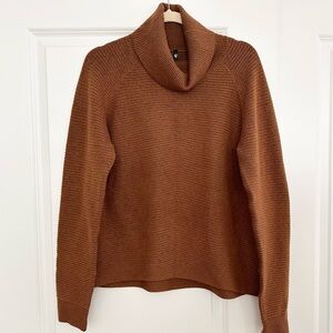 Kuhl Solace Sweater - Copper / Warm Brown Cowl Neck Ribbed Heathered Knit